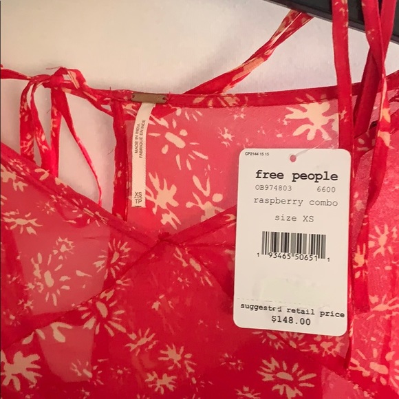 Free People Raspberry Boho Dress w/slip - Picture 5 of 6